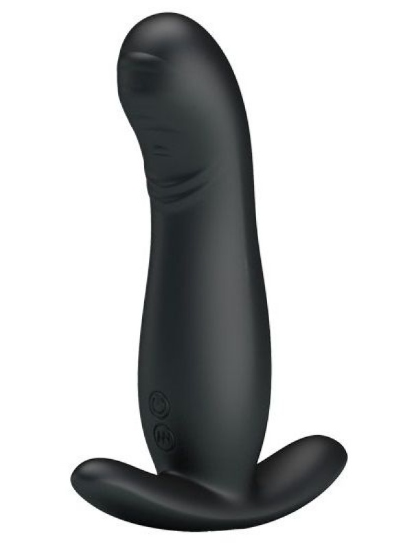 Черный вибростимулятор простаты с имитацией движения пальчика