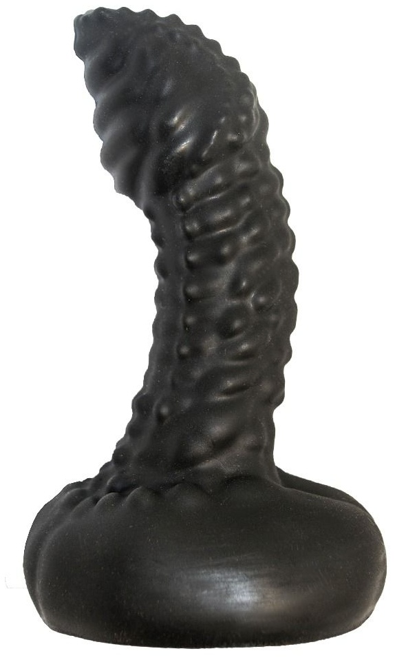 Чёрный анальный плаг с пупырышками для стимуляции простаты - 9,5 см.