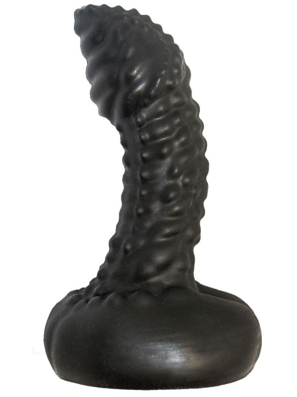 Чёрный анальный плаг с пупырышками для стимуляции простаты - 9,5 см.