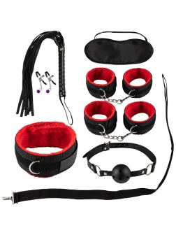 Набор из 8 черно-красных БДСМ-девайсов