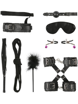 Стильный набор из 10 черных BDSM-девайсов
