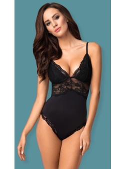 Изысканное боди с кружевными вставками на тонких бретелях