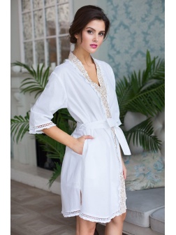 Халат средней длины с V-образным вырезом горловины Helene