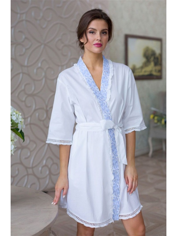 Халат средней длины с V-образным вырезом горловины Helene
