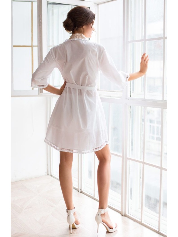 Халат средней длины с V-образным вырезом горловины Helene