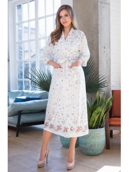 Длинный халат Daisy из нежного принтованного хлопка