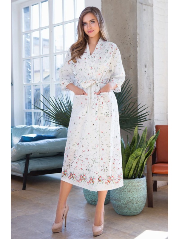 Длинный халат Daisy из нежного принтованного хлопка