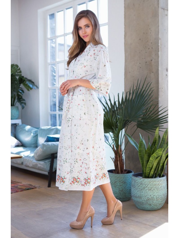 Длинный халат Daisy из нежного принтованного хлопка