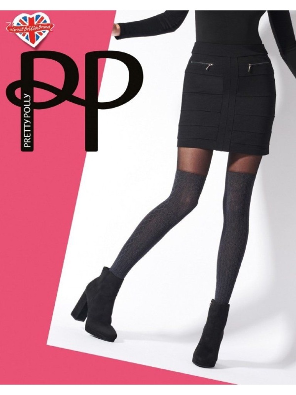 Колготки в мелкий рубчик с имитацией ботфорт