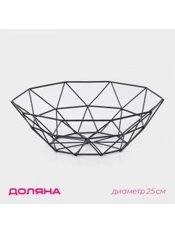 Фруктовница Доляна «Геометрия», 26×26×8 см, цвет чёрный
