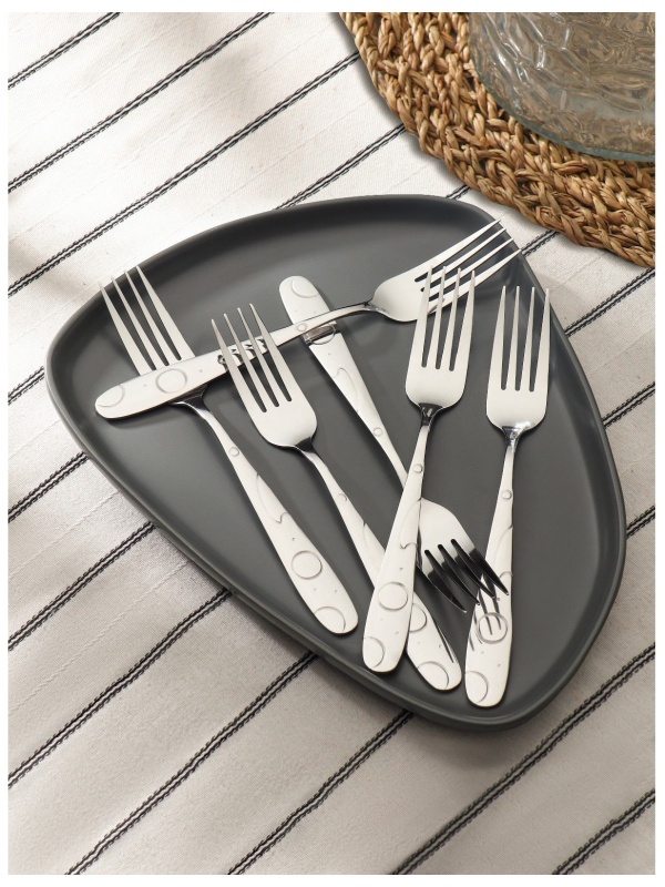 Набор вилок столовых Доляна «Бабл», h=20 см, 6 шт, цвет серебряный