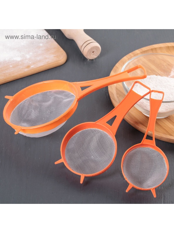 Набор сит Доляна, 3 шт, d=6,5/8/11,5 см, цвет МИКС