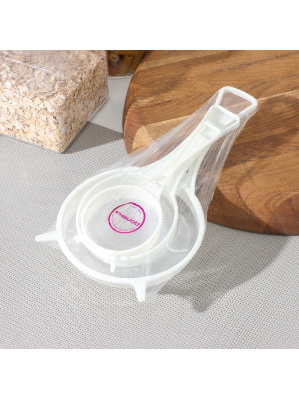 Набор сит Доляна, 3 шт, d=6,5/8/11,5 см, цвет МИКС