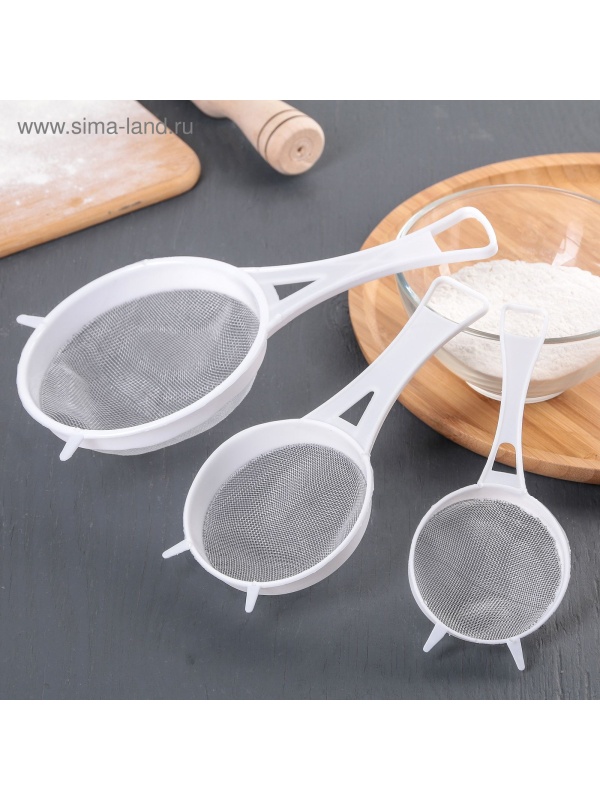 Набор сит Доляна, 3 шт, d=6,5/8/11,5 см, цвет МИКС