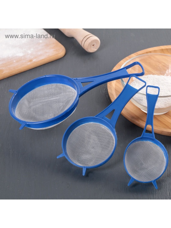 Набор сит Доляна, 3 шт, d=6,5/8/11,5 см, цвет МИКС