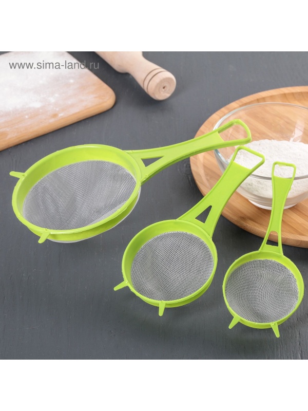 Набор сит Доляна, 3 шт, d=6,5/8/11,5 см, цвет МИКС