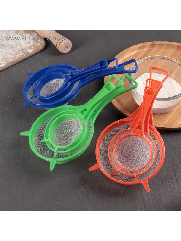 Набор сит Доляна, 3 шт, d=6,5/8/11,5 см, цвет МИКС