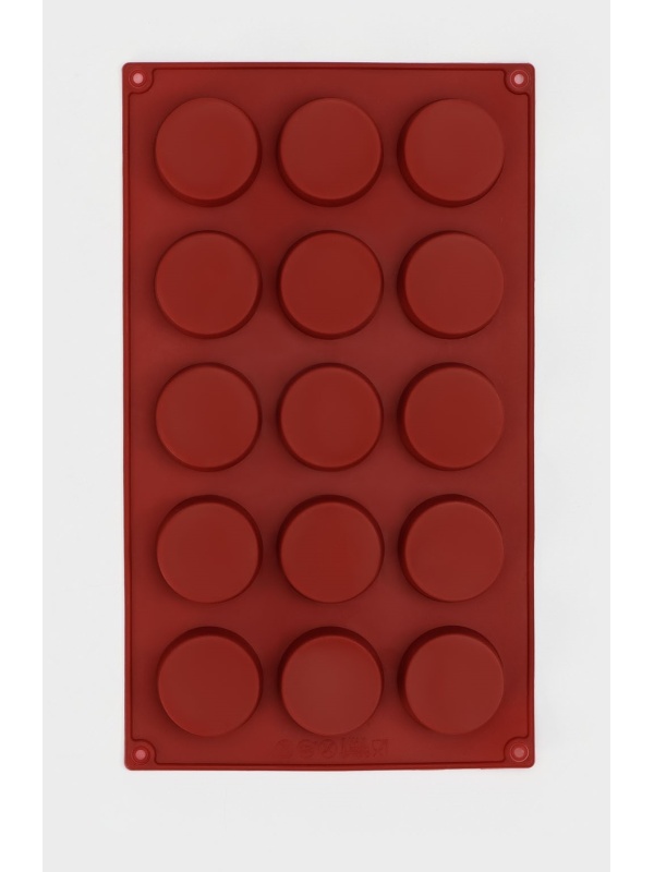 Форма для выпечки Доляна «Фигуры.Круг», силикон, 29×17×2 см, 15 ячеек (d=4,2 см), цвет МИКС