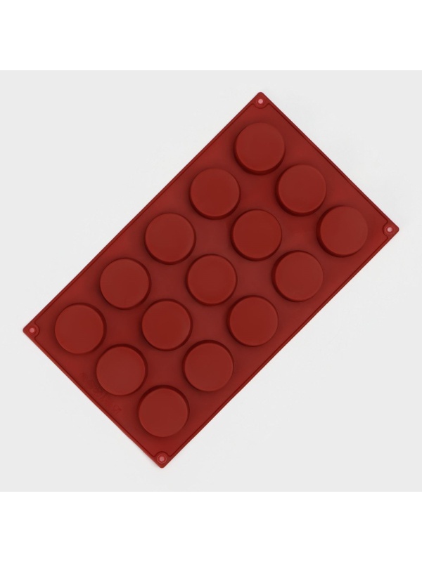 Форма для выпечки Доляна «Фигуры.Круг», силикон, 29×17×2 см, 15 ячеек (d=4,2 см), цвет МИКС