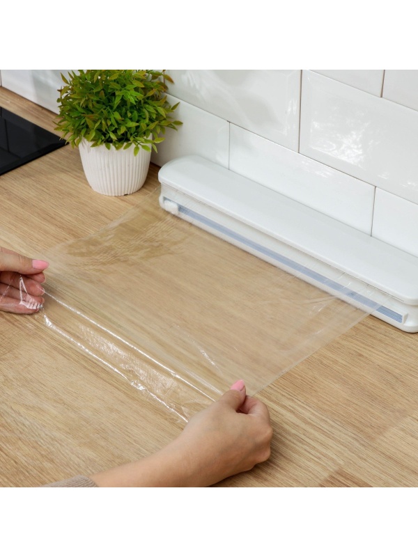 Диспенсер для пищевой плёнки Доляна, 37,3× 6,5×5,3 см, цвет белый