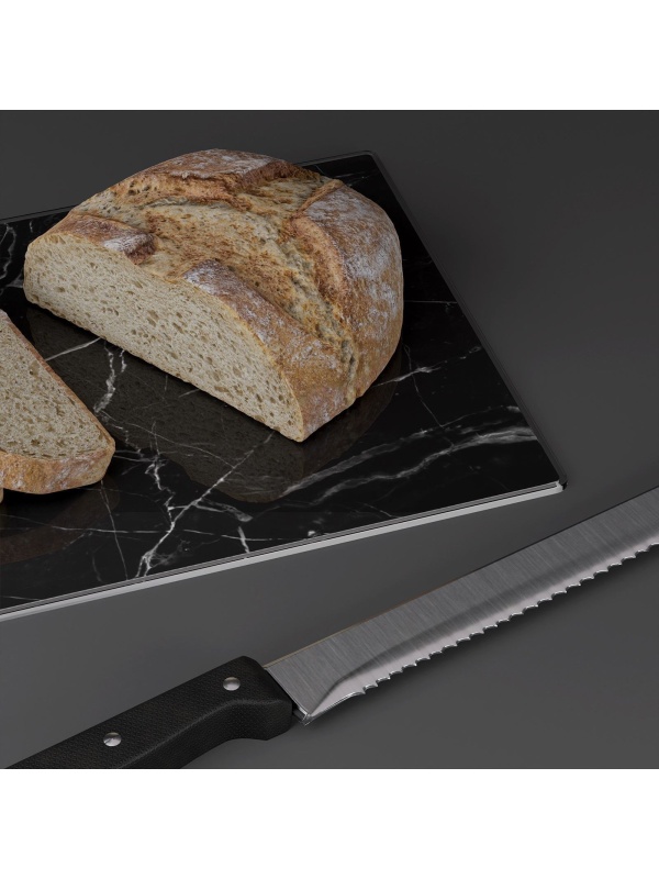 Доска разделочная стеклянная Доляна «Чёрный мрамор», 30×20 см