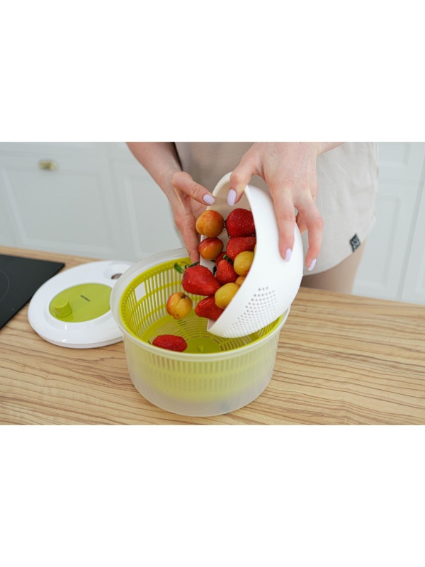 Центрифуга для сушки зелени Доляна Fresh cook, 3,7 л, пластик, цвет бело-зелёный