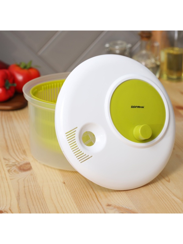 Центрифуга для сушки зелени Доляна Fresh cook, 3,7 л, пластик, цвет бело-зелёный