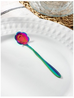 Ложка десертная Magistro «Цветок», длина 12,5 см, витая, цвет хамелеон