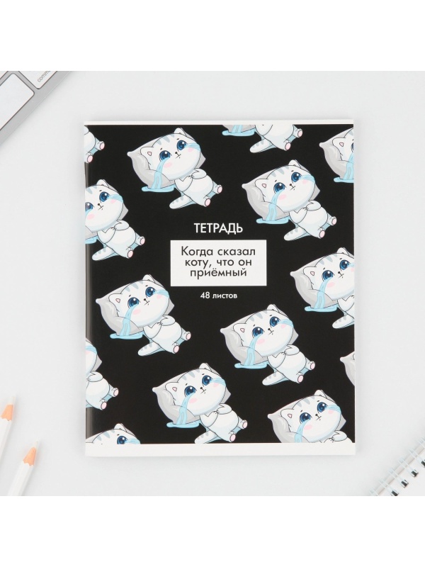 Тетрадь в клетку, 48 листов А5 на скрепке МИКС «1 сентября: Котики приколы», обложка мелованный картон 230 гр.,блок №1, 80 гр., белизна 96%