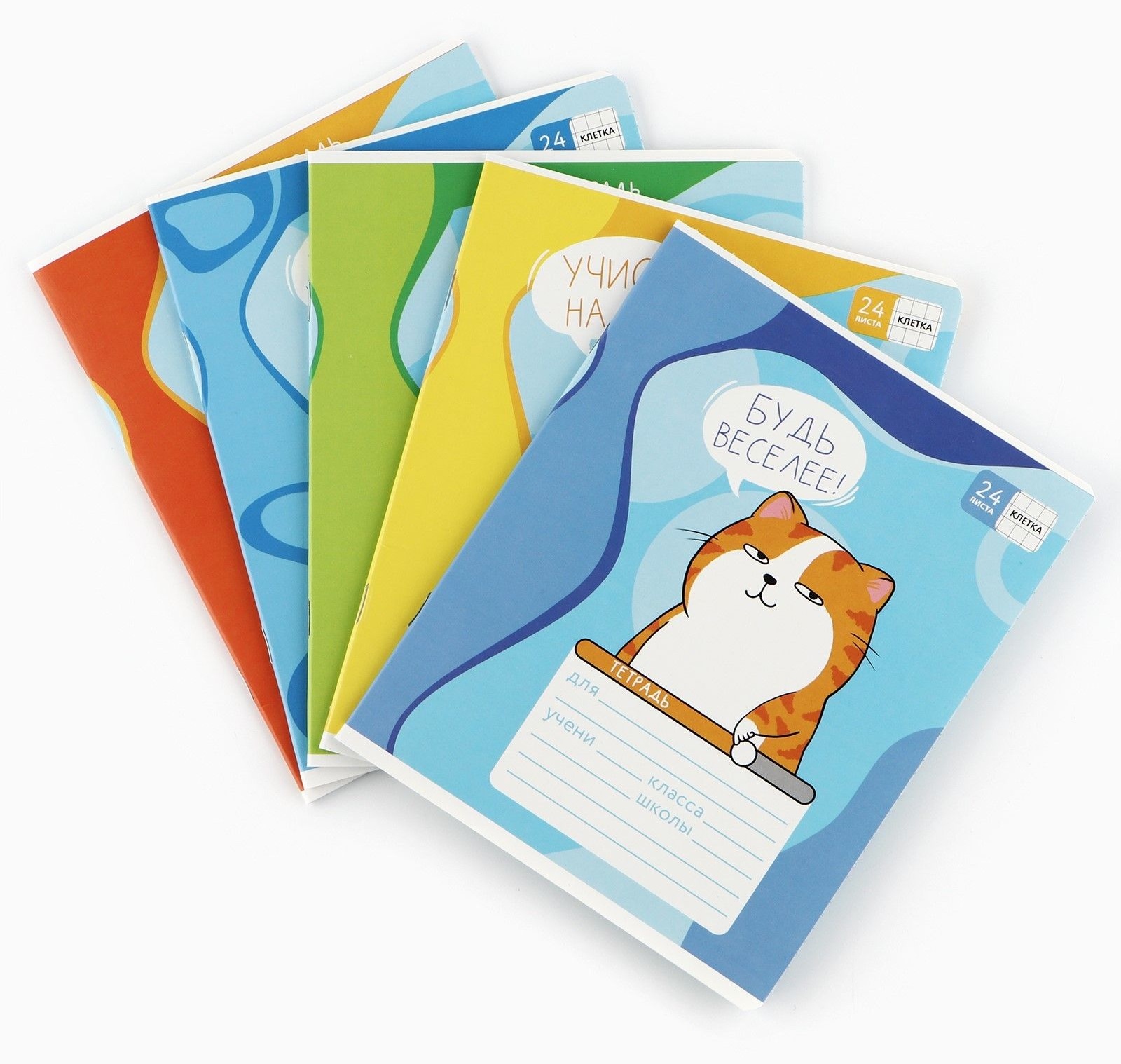Тетрадь в клетку 24 листа А5, на скрепке «1 сентября: Котэ», 5 видов МИКС, белизна 96% .
