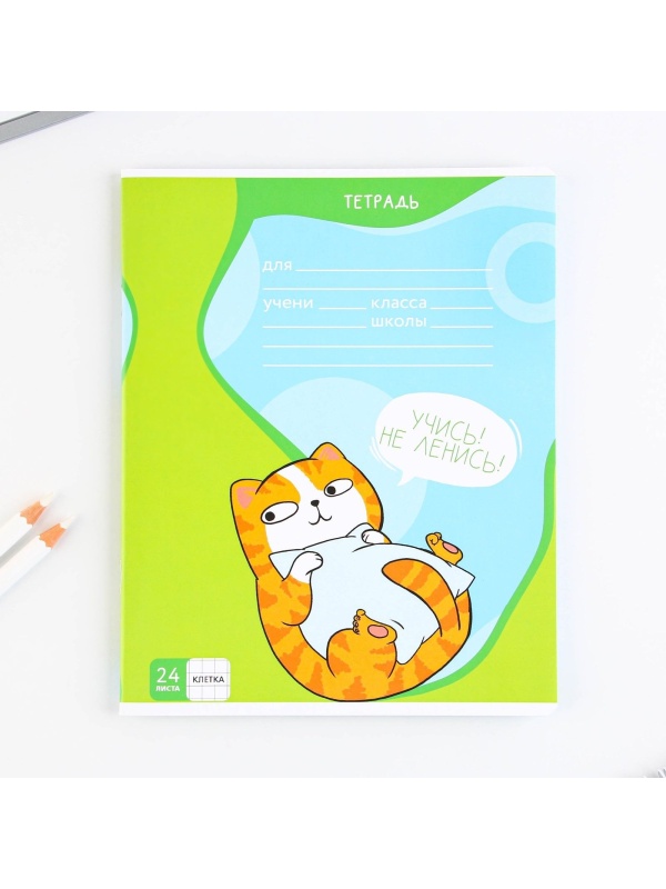 Тетрадь в клетку 24 листа А5, на скрепке «1 сентября: Котэ», 5 видов МИКС, белизна 96% .