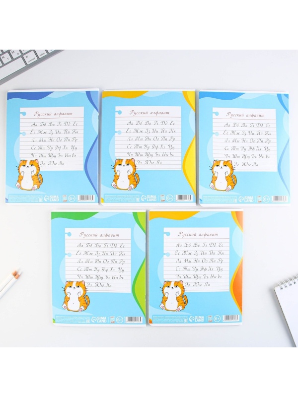 Тетрадь в линейку 24 листа А5, на скрепке «1 сентября: Котэ», 5 видов МИКС, белизна 96% .