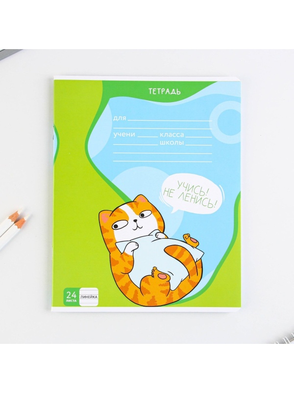 Тетрадь в линейку 24 листа А5, на скрепке «1 сентября: Котэ», 5 видов МИКС, белизна 96% .