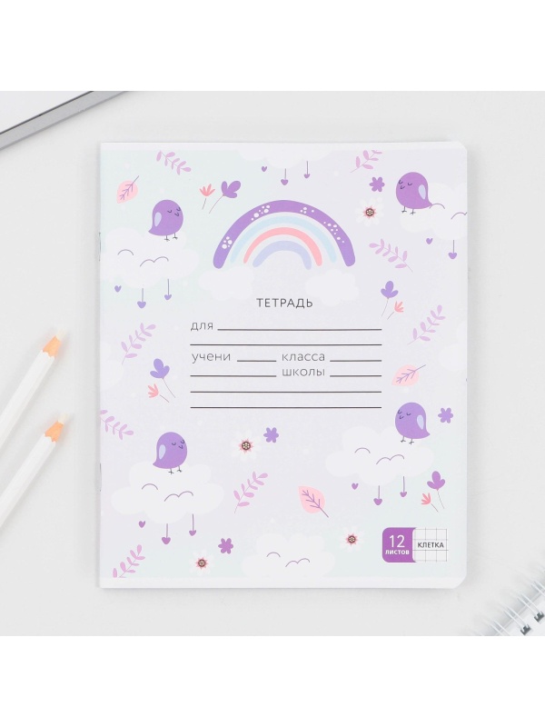 Тетрадь в клетку 12 листов А5, на скрепке «1 сентября: Милые животные», 5 видов МИКС, белизна 96% .