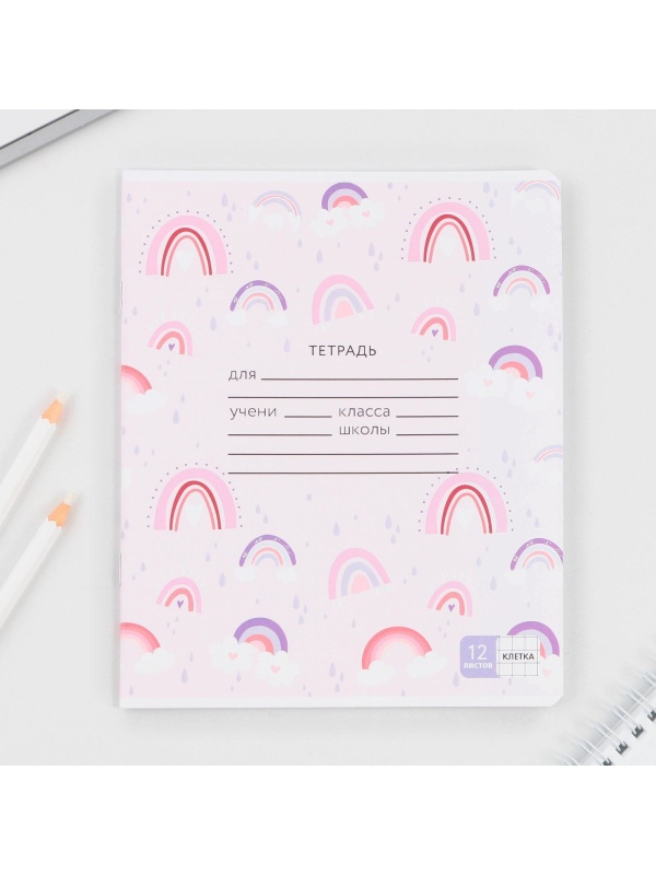 Тетрадь в клетку 12 листов А5, на скрепке «1 сентября: Милые животные», 5 видов МИКС, белизна 96% .