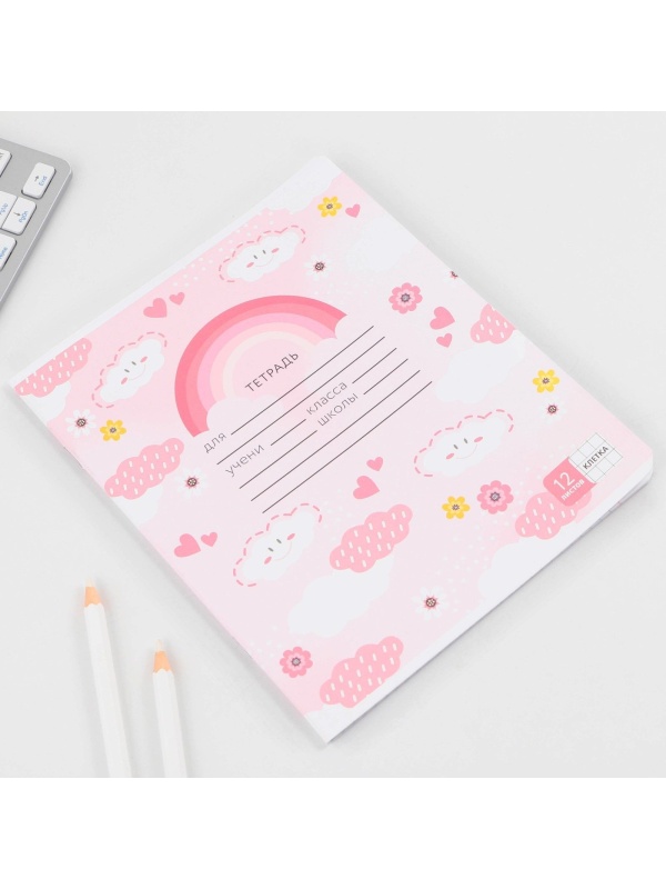 Тетрадь в клетку 12 листов А5, на скрепке «1 сентября: Милые животные», 5 видов МИКС, белизна 96% .