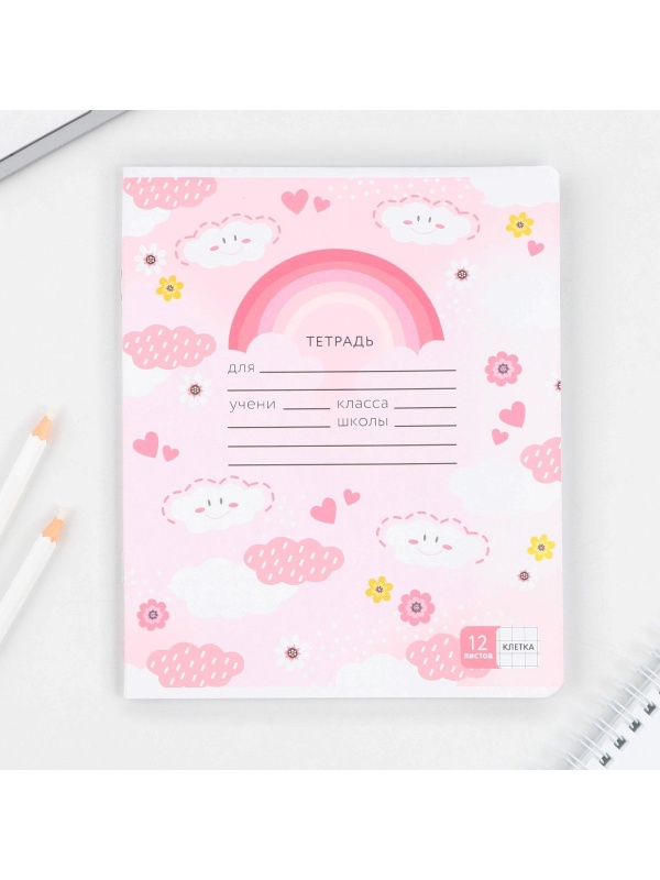 Тетрадь в клетку 12 листов А5, на скрепке «1 сентября: Милые животные», 5 видов МИКС, белизна 96% .