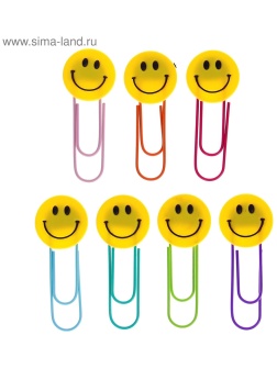Закладка-скрепка  Смайл  большая, 11 см