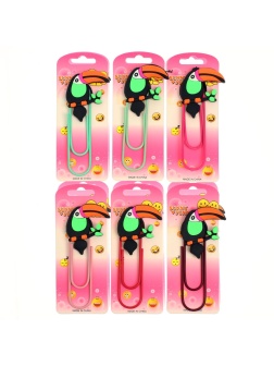 Закладка-скрепка большая 11 см  Пеликан , МИКС