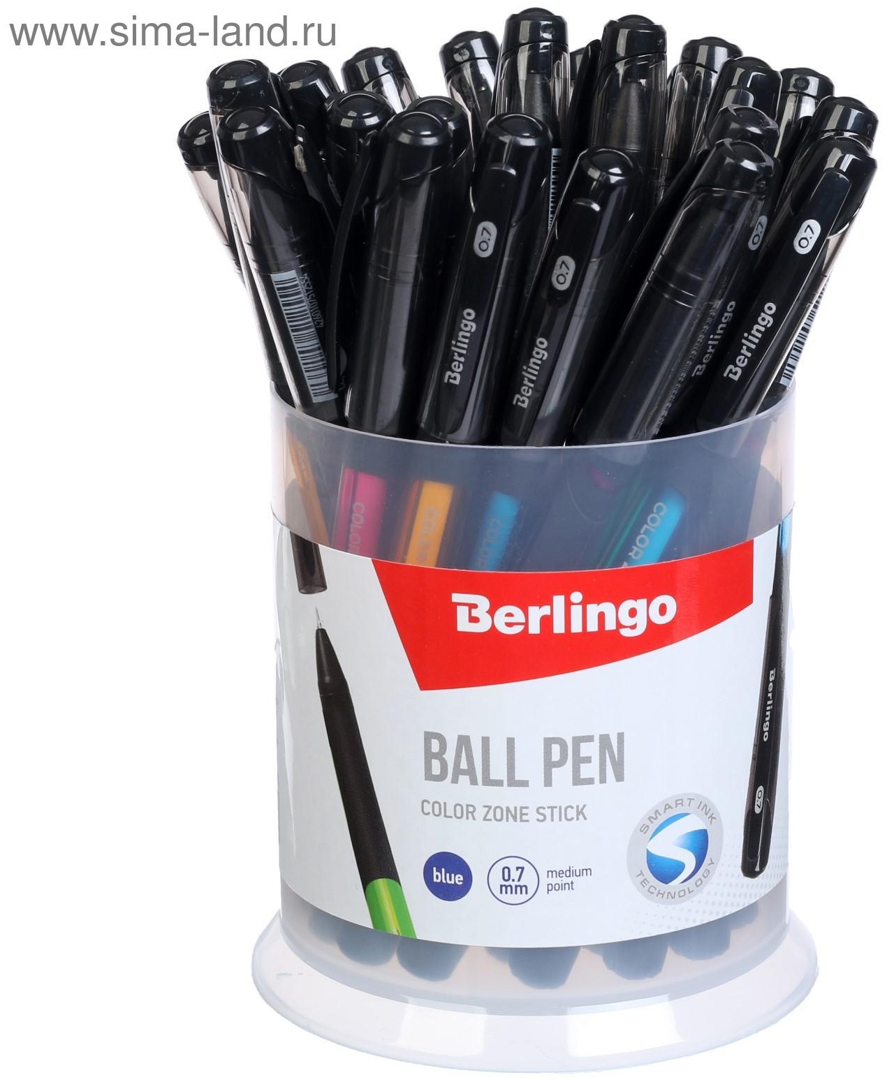 Ручка шариковая Berlingo Color Zone stick 0,7мм, синяя, прорезин корпус микс 285411