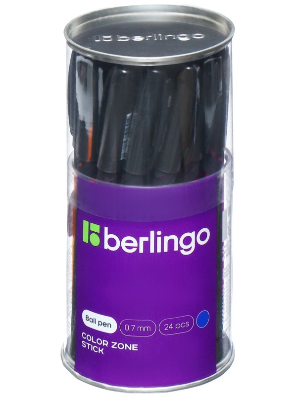 Ручка шариковая Berlingo Color Zone stick 0,7мм, синяя, прорезин корпус микс 285411