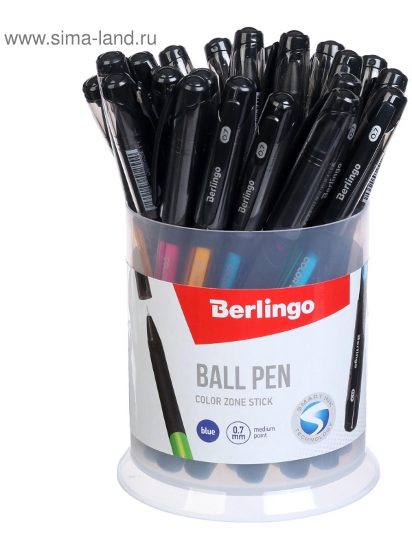Ручка шариковая Berlingo Color Zone stick 0,7мм, синяя, прорезин корпус микс 285411