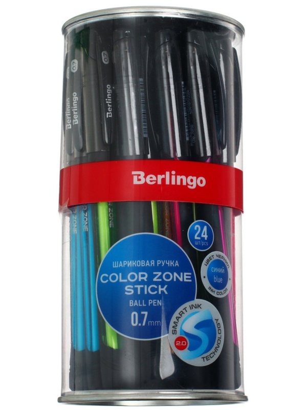 Ручка шариковая Berlingo Color Zone stick 0,7мм, синяя, прорезин корпус микс 285411