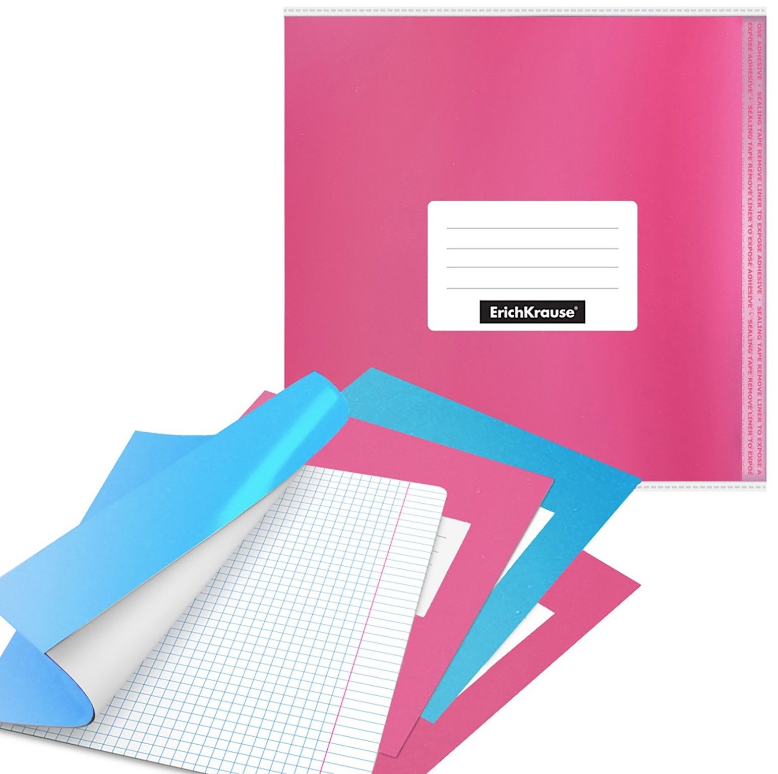 Набор обложек для тетрадей и дневников, ПП 12 шт, 212 х 395 мм, 100 мкм, ErichKrause Glossy Bubble Gum, с клеевым краем, ароматизированный пластик, стикеры в ПОДАРОК, МИКС