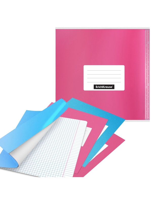 Набор обложек для тетрадей и дневников, ПП 12 шт, 212 х 395 мм, 100 мкм, ErichKrause Glossy Bubble Gum, с клеевым краем, ароматизированный пластик, стикеры в ПОДАРОК, МИКС