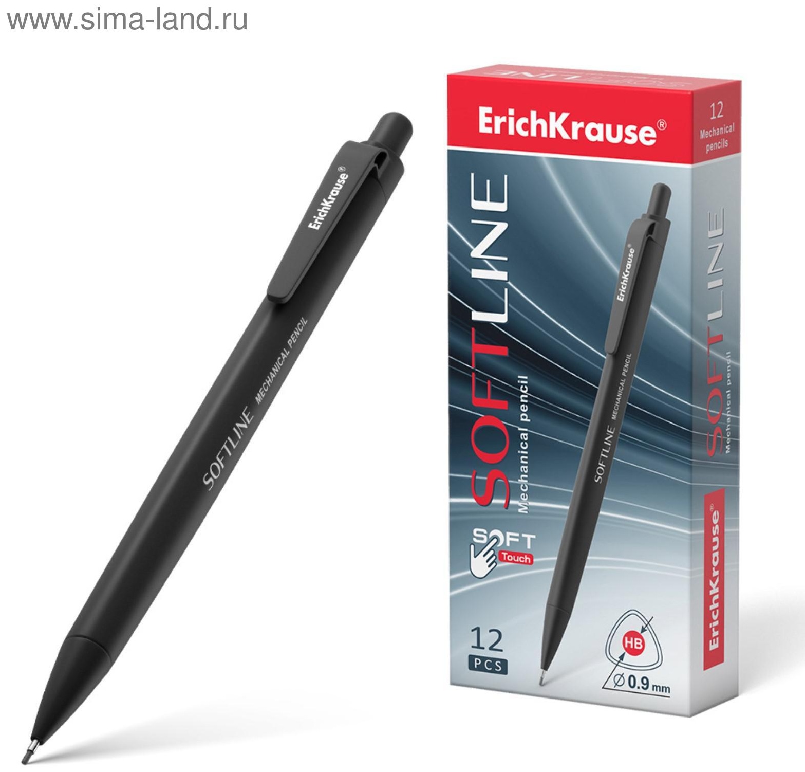 Карандаш механический ErichKrause  SoftLine , НВ, грифель d=0.9 мм, черный, в коробке