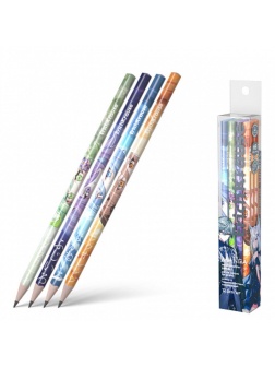 Набор чернографитных карандашей 12 штук ErichKrause  Manga , HB, грифель d=2.2 мм, дерево, трехгранный, в ПЭТ-боксе, микс