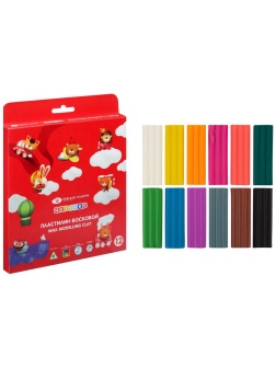 Пластилин мягкий (восковой) ЗХК  Цветик , 12 цветов, 180 г, со стеком, 3241785