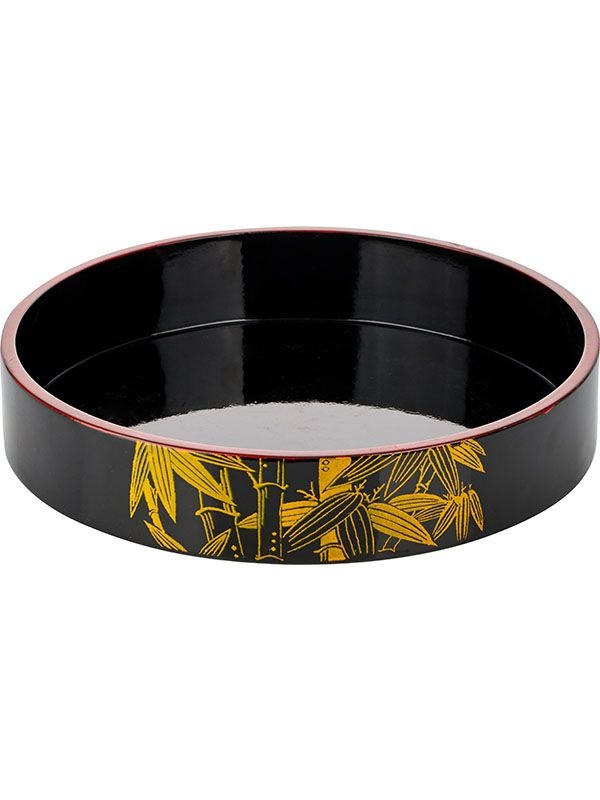 Блюдо для суши;сосна;D=27,H=5см;черный,желт.