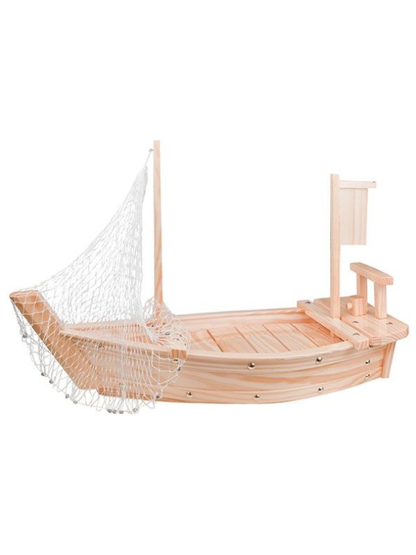 Блюдо для суши «Корабль»;сосна;,H=37,L=62,B=23см;бежев.